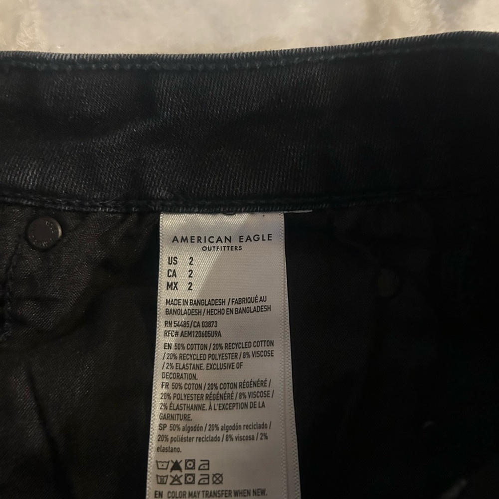 American Eagle Outfitters! 2 NEXT LEVEL STRETCH Light Blue and Black Jean Shorts - Picture 9 of 9